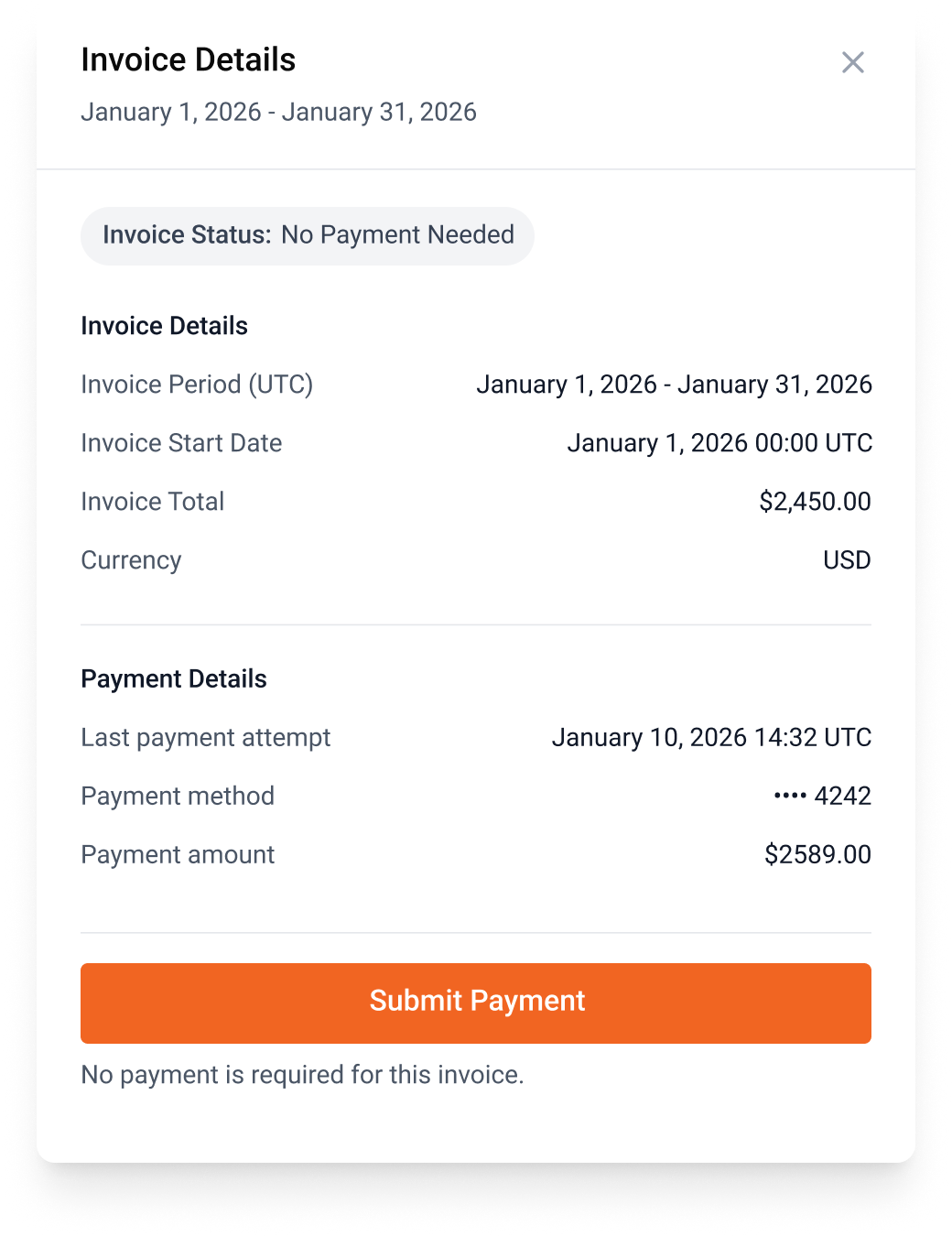 no payment needed
